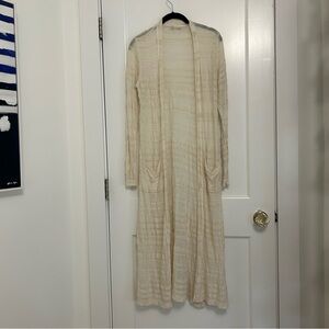 Moth Anthropologie Cream Open Knit Duster Cardigan XS